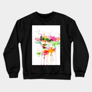 Watercolour art woman face color watercolor Crewneck Sweatshirt